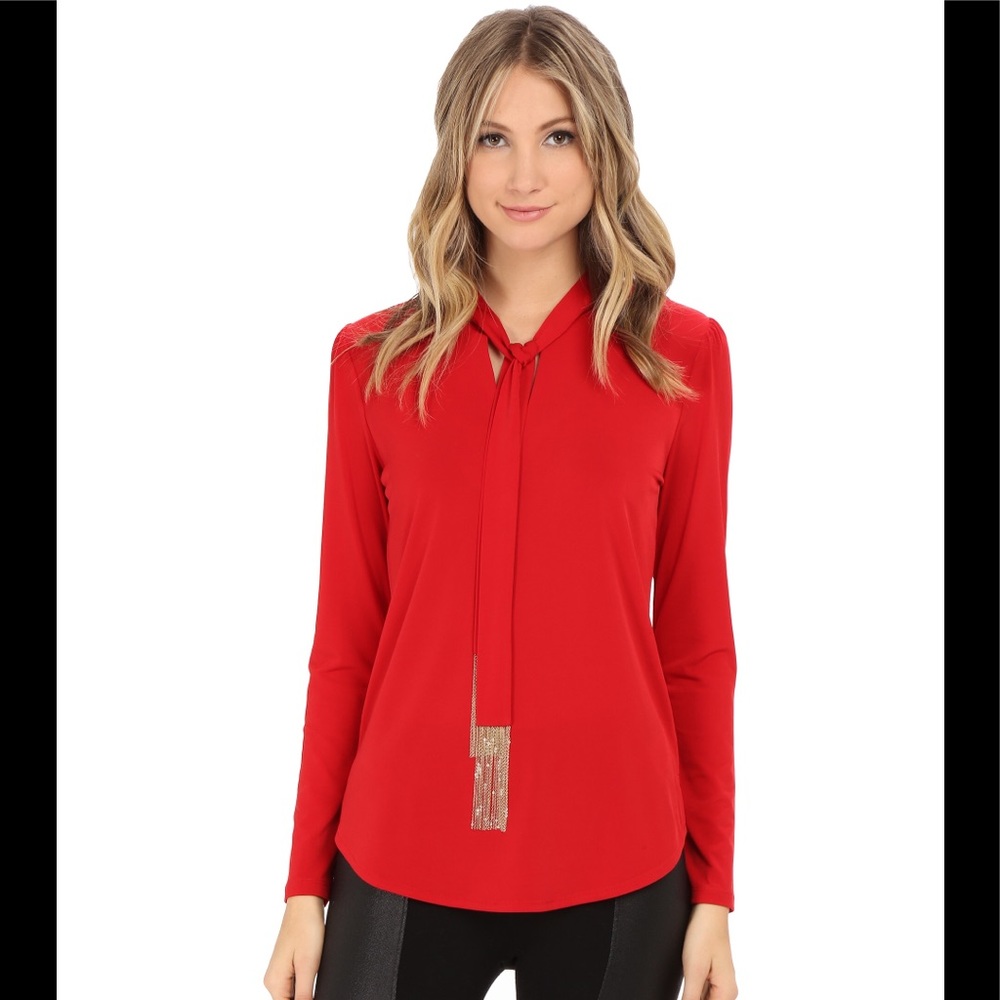 Michael Kors Chain Tassel Tie Neck Top